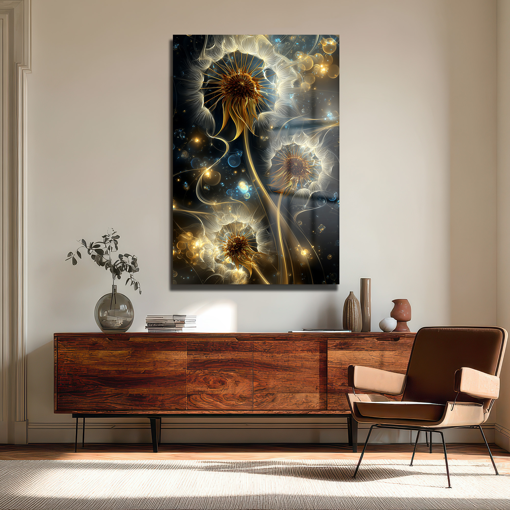 Işıltılı Dilek Fısıltıları: Altın Parıltılı Modern Cam Tablo Duvar Dekoru Işıltılı Dilek Fısıltıları: Altın Parıltılı Modern Cam Tablo