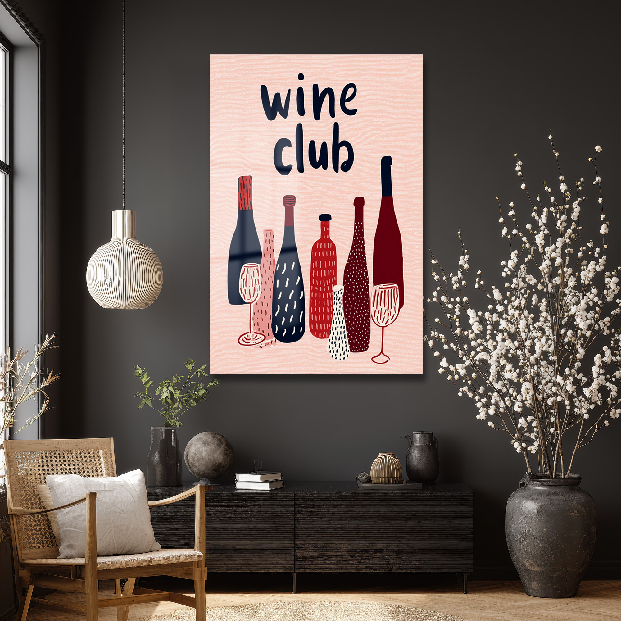 Wine Club Modern Cam Tablo: Keyifli Anların Dekoratif Yansıması Duvar Dekoru Wine Club Modern Cam Tablo: Keyifli Anların Dekoratif Yansıması