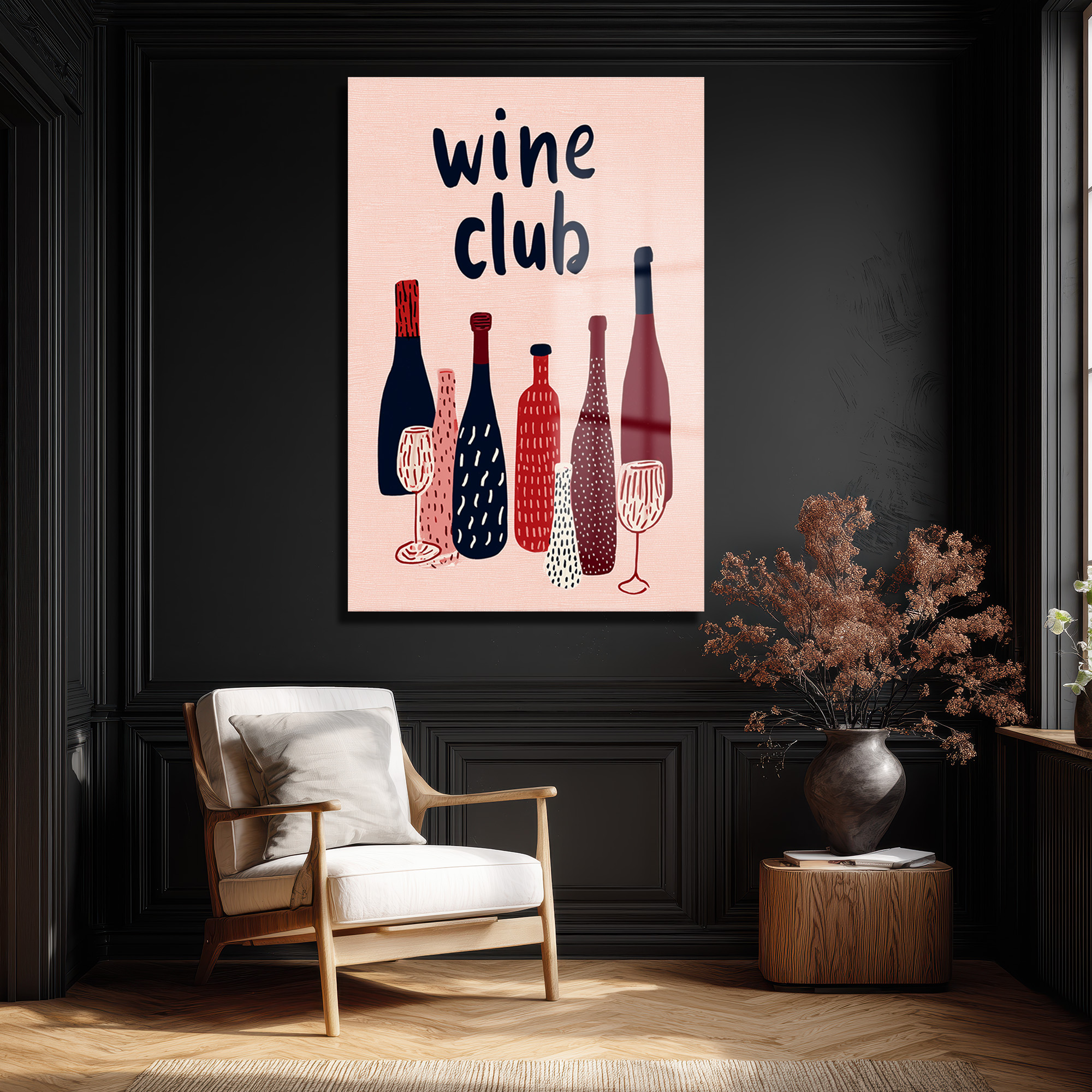 Wine Club Modern Cam Tablo: Keyifli Anların Dekoratif Yansıması Duvar Dekoru Wine Club Modern Cam Tablo: Keyifli Anların Dekoratif Yansıması