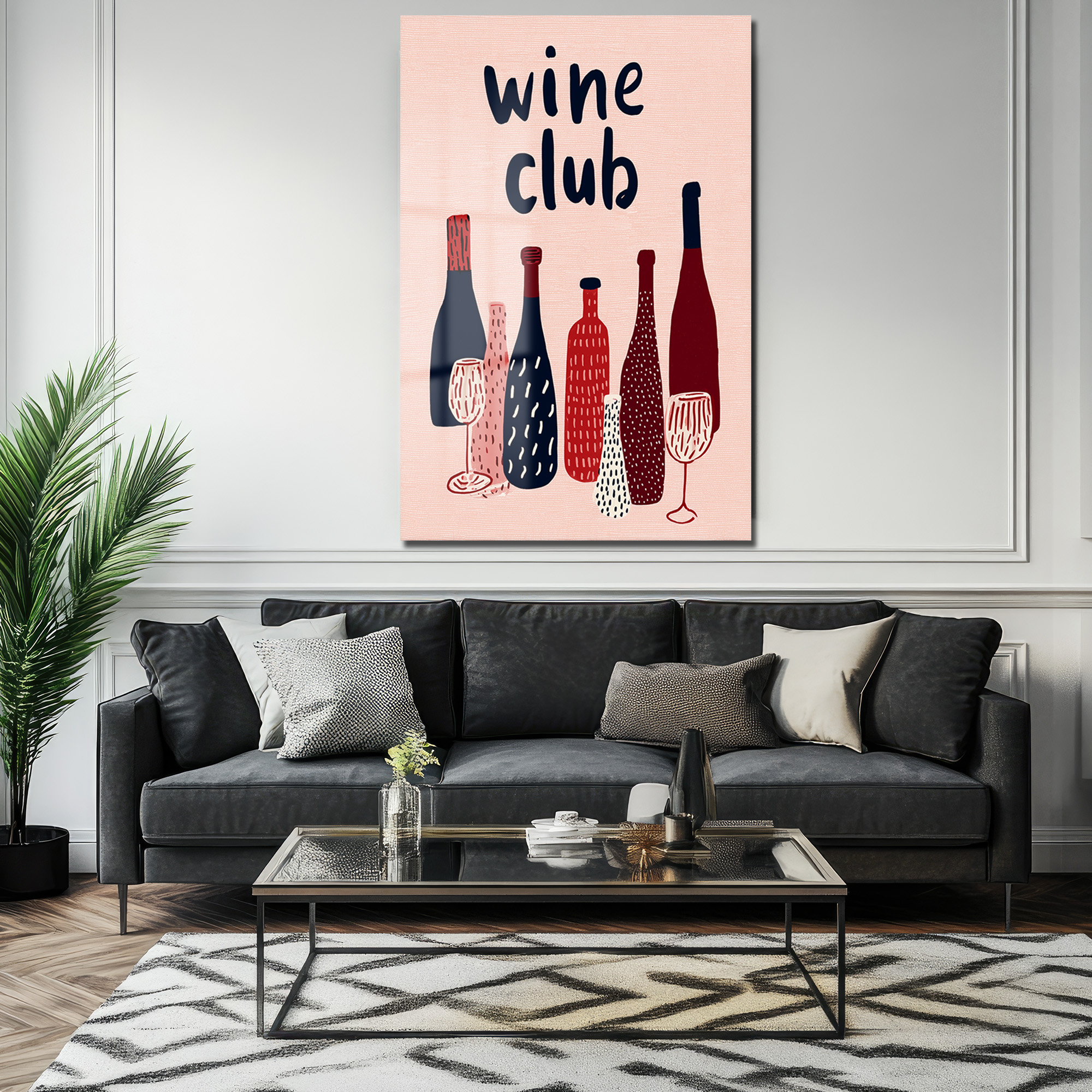 Wine Club Modern Cam Tablo: Keyifli Anların Dekoratif Yansıması Duvar Dekoru Wine Club Modern Cam Tablo: Keyifli Anların Dekoratif Yansıması