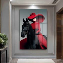 Asil Kırmızı Süvari: Güç ve Zarafetin Buluştuğu Modern Cam Tablo Duvar Dekoru Asil Kırmızı Süvari: Güç ve Zarafetin Buluştuğu Modern Cam Tablo