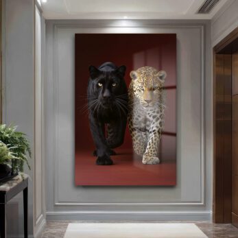 Vahşi Zarafet: Kara Panter ve Leopar Temperli Cam Tablo - Glazella Vahşi Zarafet: Kara Panter ve Leopar Temperli Cam Tablo - Glazella