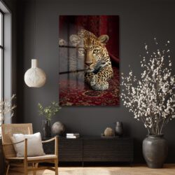 Gizemli Bakış: Asil Leopar Desenli Temperli Cam Tablo Duvar Dekoru Gizemli Bakış: Asil Leopar Desenli Temperli Cam Tablo