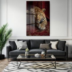 Gizemli Bakış: Asil Leopar Desenli Temperli Cam Tablo Duvar Dekoru Gizemli Bakış: Asil Leopar Desenli Temperli Cam Tablo