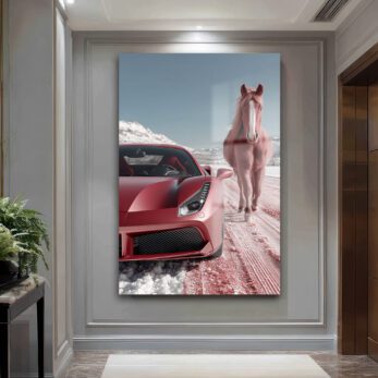 Kızıl Rüyalar: Ferrari ve Atın Büyülü Karşılaşması Temperli Cam Tablo - Glazella Kızıl Rüyalar: Ferrari ve Atın Büyülü Karşılaşması Temperli Cam Tablo - Glazella