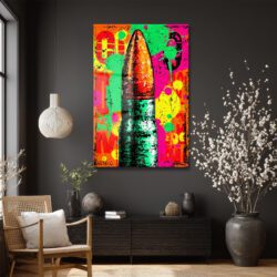 Enerjik Patlama: Pop Art Mermi Temalı Dekoratif Cam Tablo Duvar Dekoru Enerjik Patlama: Pop Art Mermi Temalı Dekoratif Cam Tablo