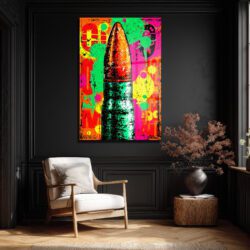 Enerjik Patlama: Pop Art Mermi Temalı Dekoratif Cam Tablo Duvar Dekoru Enerjik Patlama: Pop Art Mermi Temalı Dekoratif Cam Tablo