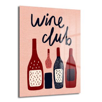 Wine Club Temalı Şık Cam Tablo: Modern Mutfak ve Salon Dekoru - Glazella