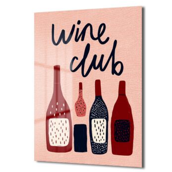 Wine Club Temalı Şık Cam Tablo: Modern Mutfak ve Salon Dekoru - Glazella