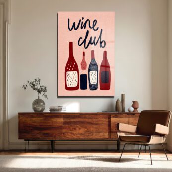 Wine Club Temalı Şık Cam Tablo: Modern Mutfak ve Salon Dekoru - Glazella