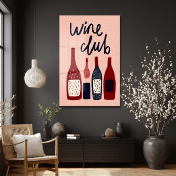 Wine Club Temalı Şık Cam Tablo: Modern Mutfak ve Salon Dekoru - Glazella