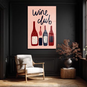 Wine Club Temalı Şık Cam Tablo: Modern Mutfak ve Salon Dekoru - Glazella