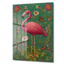 Flamingo Rüyası: Art Nouveau Tarzı Canlı Pembe Dekoratif Cam Tablo Duvar Dekoru Flamingo Rüyası: Art Nouveau Tarzı Canlı Pembe Dekoratif Cam Tablo