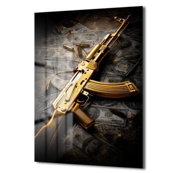 Altın AK-47: Lüks ve Gücün Sembolü Modern Cam Tablo