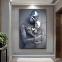 Metalik Kalpler: Aşkın ve Birlikteliğin Modern Cam Tablosu Duvar Dekoru Metalik Kalpler: Aşkın ve Birlikteliğin Modern Cam Tablosu