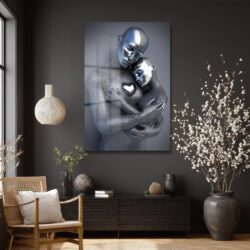Metalik Kalpler: Aşkın ve Birlikteliğin Modern Cam Tablosu Duvar Dekoru Metalik Kalpler: Aşkın ve Birlikteliğin Modern Cam Tablosu