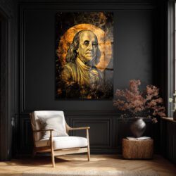 Benjamin Franklin: Altın Dokunuşlu Lüks Temperli Cam Tablo Duvar Dekoru Benjamin Franklin: Altın Dokunuşlu Lüks Temperli Cam Tablo