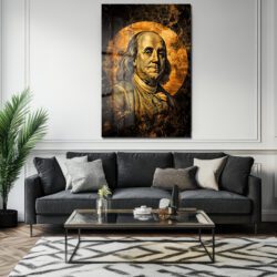 Benjamin Franklin: Altın Dokunuşlu Lüks Temperli Cam Tablo Duvar Dekoru Benjamin Franklin: Altın Dokunuşlu Lüks Temperli Cam Tablo