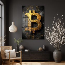 Altın Bitcoin Sembolü: Lüks ve Güçlü Temperli Cam Tablo Duvar Dekoru Altın Bitcoin Sembolü: Lüks ve Güçlü Temperli Cam Tablo