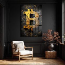 Altın Bitcoin Sembolü: Lüks ve Güçlü Temperli Cam Tablo Duvar Dekoru Altın Bitcoin Sembolü: Lüks ve Güçlü Temperli Cam Tablo