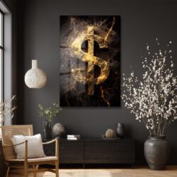 Altın Dolar Gücü: Finansal Başarı Temalı Modern Cam Tablo Duvar Dekoru Altın Dolar Gücü: Finansal Başarı Temalı Modern Cam Tablo