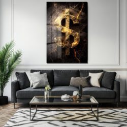 Altın Dolar Gücü: Finansal Başarı Temalı Modern Cam Tablo Duvar Dekoru Altın Dolar Gücü: Finansal Başarı Temalı Modern Cam Tablo