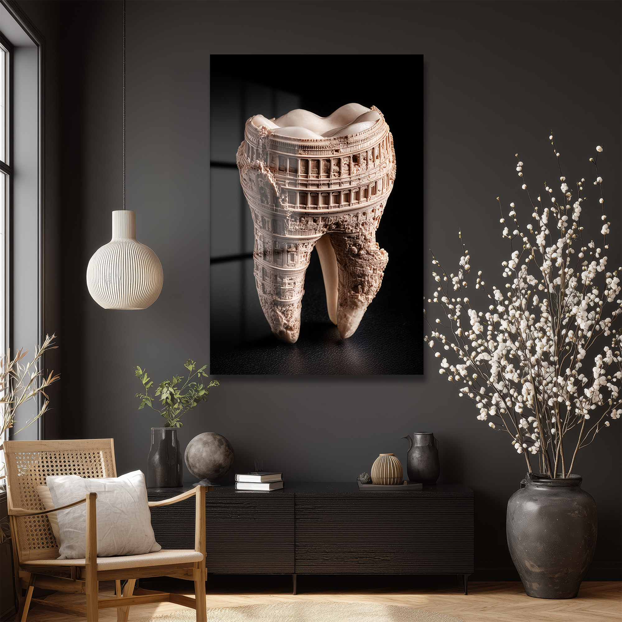 Antik Diş Mimari: Colosseum Detaylı Dekoratif Cam Tablo Duvar Dekoru Antik Diş Mimari: Colosseum Detaylı Dekoratif Cam Tablo