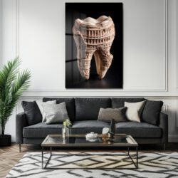 Antik Diş Mimari: Colosseum Detaylı Dekoratif Cam Tablo Duvar Dekoru Antik Diş Mimari: Colosseum Detaylı Dekoratif Cam Tablo