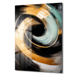 Altın Girdap: Dinamik Soyut Temperli Cam Tablo Duvar Dekoru Altın Girdap: Dinamik Soyut Temperli Cam Tablo