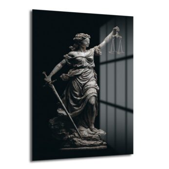 Adaletin Heybeti: Themis Heykeli Modern Cam Tablo - Glazella