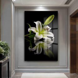 Zarif Beyaz Zambak: Modern Floral Temperli Cam Tablo