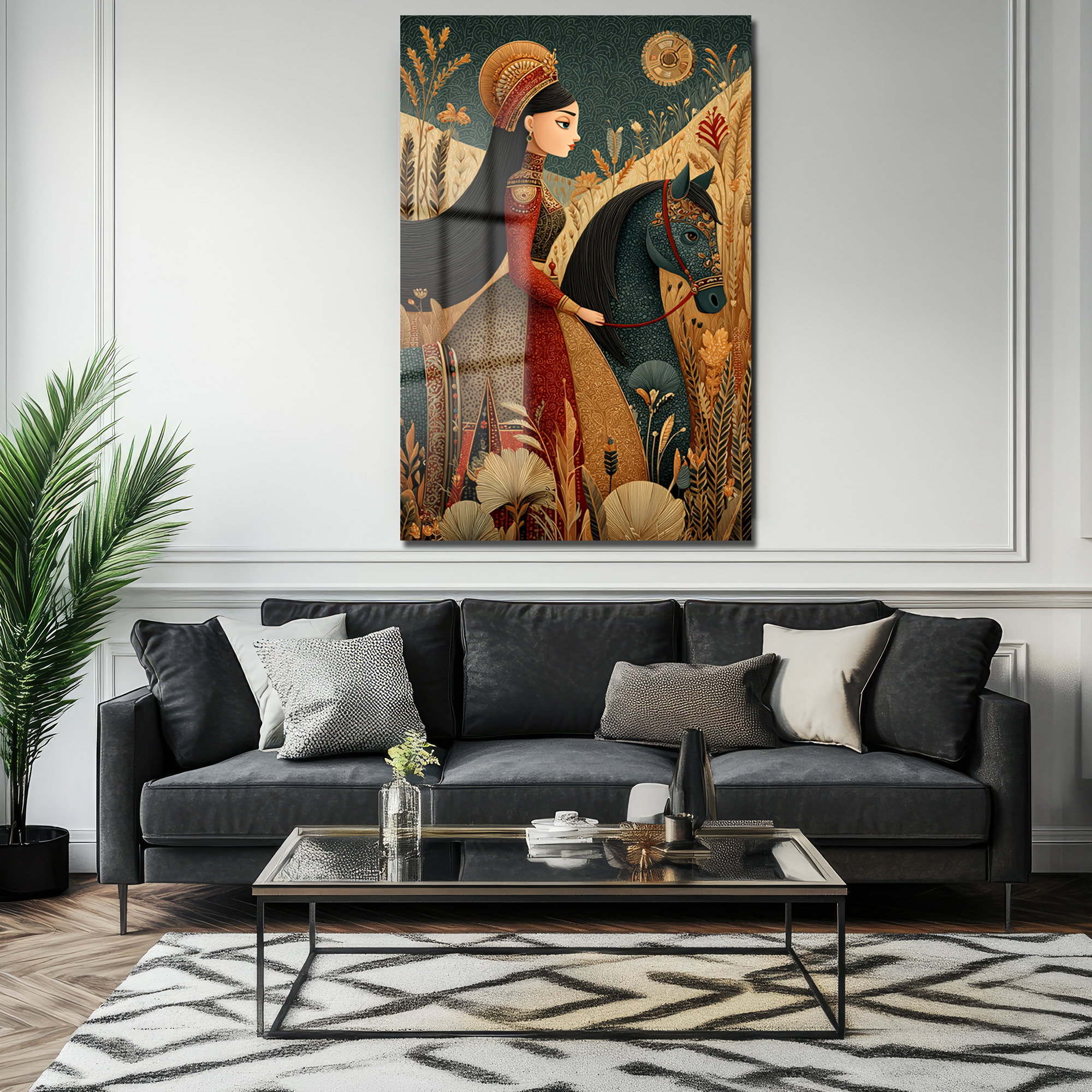 Asil Yolculuk: Oryantal Sanat Temalı Dekoratif Temperli Cam Tablo Duvar Dekoru Asil Yolculuk: Oryantal Sanat Temalı Dekoratif Temperli Cam Tablo