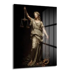 Adalet Tanrıçası Themis: Asil ve Güçlü Temperli Cam Tablo - Glazella