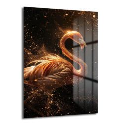 Altın Işıltılı Flamingo: Büyüleyici Temperli Cam Tablo - Glazella Altın Işıltılı Flamingo: Büyüleyici Temperli Cam Tablo - Glazella