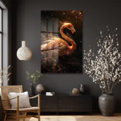 Altın Işıltılı Flamingo: Büyüleyici Temperli Cam Tablo Duvar Dekoru Altın Işıltılı Flamingo: Büyüleyici Temperli Cam Tablo