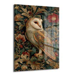 Gizemli Baykuş: William Morris Tarzı Botanik Desenli Temperli Cam Tablo - Glazella Gizemli Baykuş: William Morris Tarzı Botanik Desenli Temperli Cam Tablo - Glazella