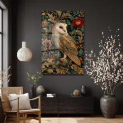 Gizemli Baykuş: William Morris Tarzı Botanik Desenli Temperli Cam Tablo Duvar Dekoru Gizemli Baykuş: William Morris Tarzı Botanik Desenli Temperli Cam Tablo