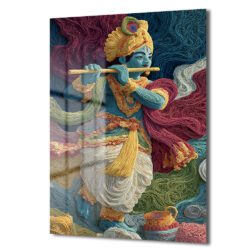 İlahi Melodi: Quilling Sanatı Krishna Dekoratif Cam Tablo Duvar Dekoru İlahi Melodi: Quilling Sanatı Krishna Dekoratif Cam Tablo