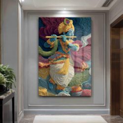 İlahi Melodi: Quilling Sanatı Krishna Dekoratif Cam Tablo Duvar Dekoru İlahi Melodi: Quilling Sanatı Krishna Dekoratif Cam Tablo