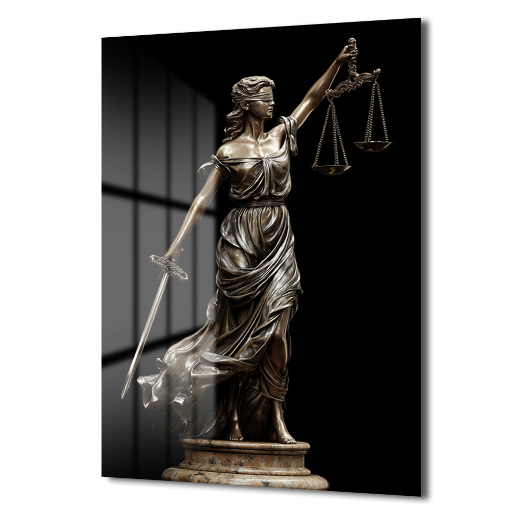Adalet Tanrıçası Themis: Hukukun ve Dengenin Güçlü Sembolü Cam Tablo Duvar Dekoru Adalet Tanrıçası Themis: Hukukun ve Dengenin Güçlü Sembolü Cam Tablo