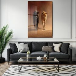 İki Ruhun Dansı: Panter ve Leopar Temalı Temperli Cam Tablo Duvar Dekoru İki Ruhun Dansı: Panter ve Leopar Temalı Temperli Cam Tablo