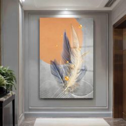 Zen Tüyleri: Altın Dokunuşlu Modern Soyut Cam Tablo Duvar Dekoru Zen Tüyleri: Altın Dokunuşlu Modern Soyut Cam Tablo