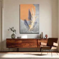 Zen Tüyleri: Altın Dokunuşlu Modern Soyut Cam Tablo Duvar Dekoru Zen Tüyleri: Altın Dokunuşlu Modern Soyut Cam Tablo