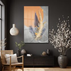 Zen Tüyleri: Altın Dokunuşlu Modern Soyut Cam Tablo Duvar Dekoru Zen Tüyleri: Altın Dokunuşlu Modern Soyut Cam Tablo