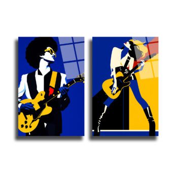Rock N Roll Enerjisi Pop Art Cam Tablo Seti - Glazella