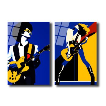 Rock N Roll Enerjisi Pop Art Cam Tablo Seti - Glazella