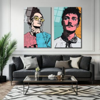 Pop Art Portreler Cam Tablo | Modern Sanat Duvar Dekoru - Glazella