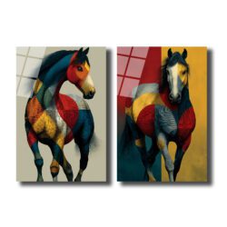 Soyut Atlar Modern Sanat Cam Tablo - Glazella Özel Koleksiyon Duvar Dekoru Soyut Atlar Modern Sanat Cam Tablo - Glazella Özel Koleksiyon
