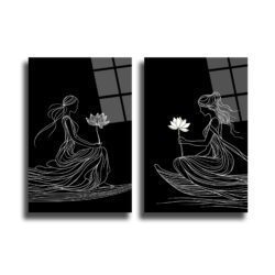Zen Lotus Kadınları Sanatsal Cam Tablo Seti Duvar Dekoru Zen Lotus Kadınları Sanatsal Cam Tablo Seti