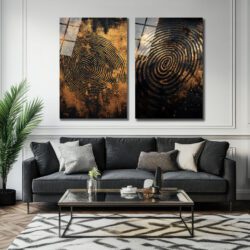 Altın Dokunuşlu Parmak İzi Cam Tablo Seti - Modern Lüks Duvar Sanatı Duvar Dekoru Altın Dokunuşlu Parmak İzi Cam Tablo Seti - Modern Lüks Duvar Sanatı